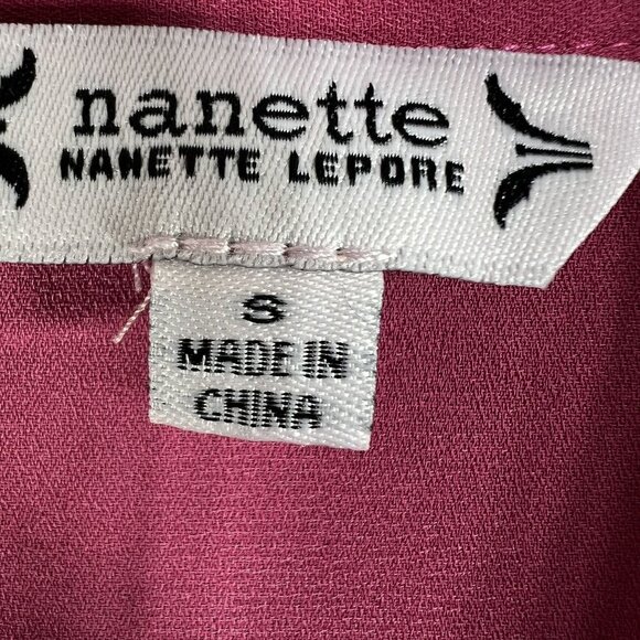 Nanette Lepore Womens S Pink Button Up Blouse 3/4 Balloon Puff Sleeves Office - Picture 11 of 13